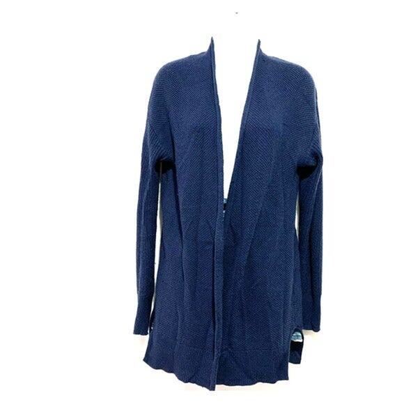 Gap Size S Dark Navy Blue Open Weave Linen Blend Cardigan Sweater - Picture 1 of 9